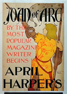 Cartaz publicitário Joana d&39;Arc na revista April Harpers