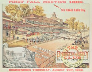 Propaganda de cartaz o curso da raça do clube do jóquei de Brooklyn, 1886