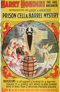 Cartaz publicitando um novo ato de Houdini (cor litho) de American School