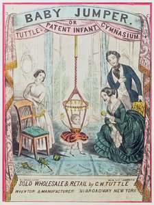 Cartaz publicitário do Baby Jumper ou Tuttes Patent Infant Gym, publicado por WJ Dailey