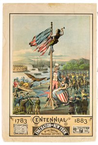 Cartaz publicitário do Centenário da evacuação de Nova York pelos britânicos em 25 de novembro de 1783, 1883