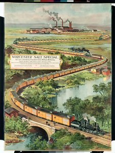 Cartaz publicitário do Sal especial de Worcester, 162 carros iniciados pelo presidente eleito McKinley, 1897