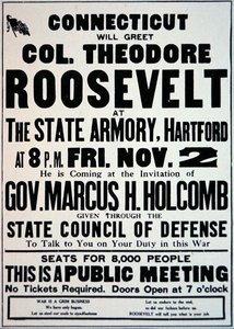 Cartaz anunciando uma reunião para os apoiadores da entrada da América na Primeira Guerra Mundial de American School