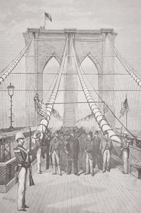 O Presidente Chester A. Arthur na cerimónia de abertura da nova Ponte do Brooklyn, 24 de Maio de 1883 (litho) de American School