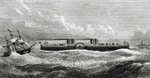 Navio-balsa proposto entre Dover e Calais, ilustração do Appletons Journal, 4 de maio de 1872 de American School