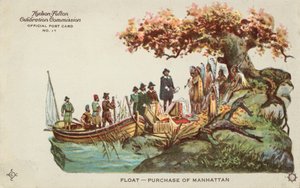 Aquisição de Manhattan (litografia a cores) de American School