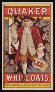 Aveia Quaker, anúncio no final do século XIX ou início do século XX (chromolitho) de American School