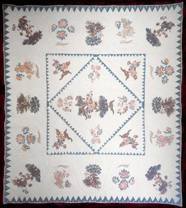 Colcha em Broderie Perse, c.1800 (aplicado, estampado de algodão em colcha) de American School
