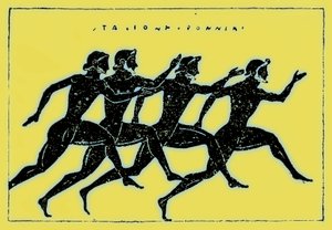 Corrida, ilustração da História da Grécia por Victor Duruy, publicada em 1890 (imagem digitalmente melhorada) de American School