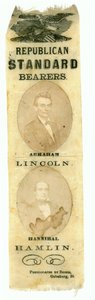 Portadores padrão republicanos, Abraham Lincoln e Hannibal Hamlin, 1860 (têxteis impressos) de American School