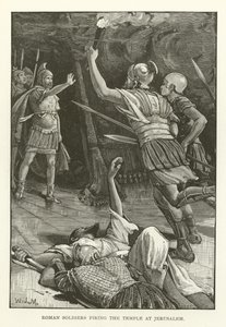 Soldados romanos disparando o templo em Jerusalém de American School