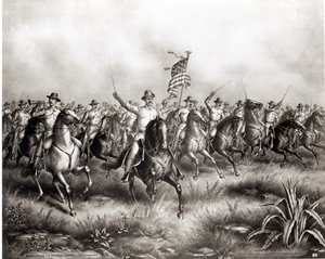 Rough Riders: Coronel Theodore Roosevelt, Comandante dos EUA em San Juan Hill, Santiago, Cuba, 1898 de American School