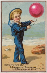 Garoto de marinheiro segurando balão vermelho de American School