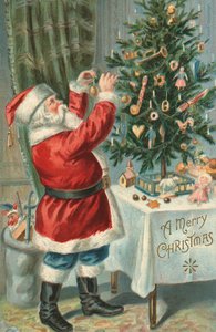 Papai Noel Decorando uma Árvore de Natal de American School