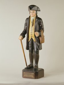 Escultura de Diedrich Knickerbocker que se encontrava no Knickerbocker Hall em Nova Iorque, c.1850-67 (madeira pintada) de American School