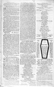 Segunda página do Boston Evening Post anunciando a morte do rei George II (1683-1760), 5 de janeiro de 1761 (impressão) de American School