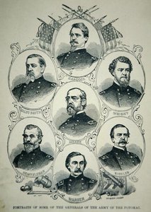 Sete Retratos de Generais do Exército da União do Potomac (lito) de American School