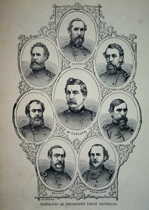 Sete Retratos de Proeminentes Generais do Exército da União (lito) de American School