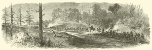 Exército Shermans destruindo a Ferrovia Macon entre Rough e Ready e Jonesborough, agosto de 1864 de American School