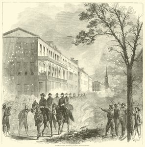 Exército de Shermans entrando em Columbia, Carolina do Sul, fevereiro de 1865 de American School