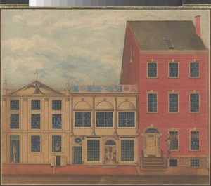 Loja e armazém de Duncan Phyfe na Fulton Street na cidade de Nova York, c.1817-1820 (aquarela, tinta e guache em papel branco) de American School