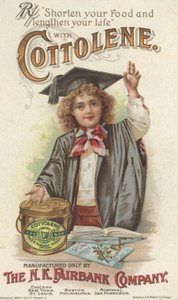 Encurtar seu alimento e prolongar sua vida, propaganda para Fairbanks Cottolene, 1896