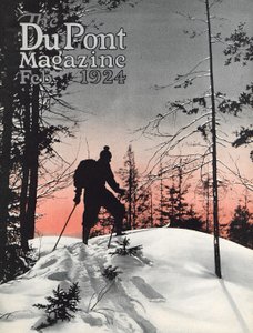 Esqui, capa da revista DuPont, fevereiro de 1924 de American School