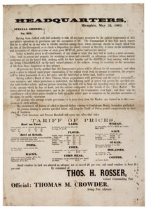 Pedido especial no. 357 publicando preços de alimentos para evitar a especulação, 23 de maio de 1862 de American School