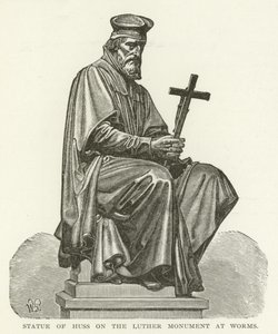 Estátua, de, huss, ligado, a, luther, monumento, em, vermes de American School