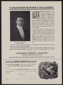 Formulário de assinatura da revista Conjurers Monthly Magazine, Editor Chefe Harry Houdini (litho) de American School