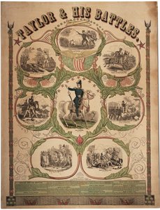 Taylor e suas batalhas, impressas por Rufus Blanchard de Cincinnati e publicadas por Ensign & Thayer, Nova York, 1847