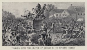 Derrubando a Estátua de George III no Bowling Green (litho) de American School