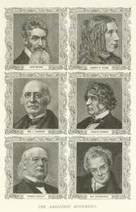 O movimento da abolição, John Brown, Harriet B Stowe, William L Garrison, Charles Sumner, Horace Greeley, William Wilberforce de American School