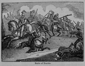 A Batalha de Bracito, Ilustração de "Uma História Pictórica do México e a Guerra Mexicana", de John Frost, publicada em 1862 de American School