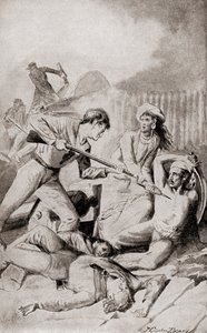A batalha de Quallah Battoo em 1832, de "The History of Our Country", publicada em 1905 (litografia) de American School