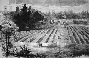 O cemitério do prisioneiro de guerra em Andersonville (Litho) de American School