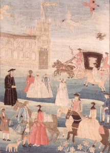 A tapeçaria do casamento de Chandler, c.1756 de American School
