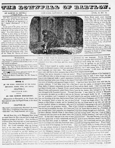 A Queda da Babilônia, ilustração de um panfleto anti-católico mostrando uma freira jogando uma criança assassinada em um buraco, 1836 (papel de jornal) de American School