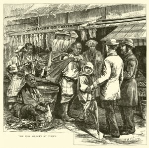 O mercado de peixe no Tokio de American School