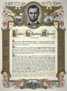 O endereço Gettysburg, entregue por Abraham Lincoln (1809-65) de American School