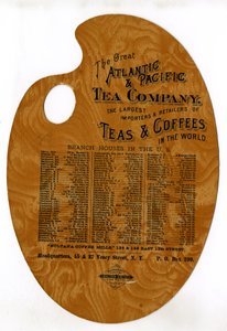 A Great Atlantic & Pacific Tea Company, a maior importadora e varejista de chás e cafés do mundo (paleta de madeira estampada) de American School