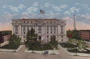 Edifício Municipal, Washington DC (litografia a cores) de American School