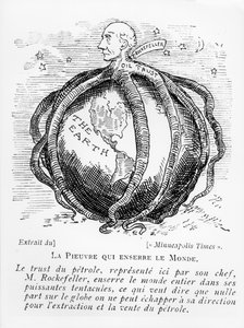 O polvo que estrangula o mundo, cartoon do Minneapolis Times, reproduzido em Lectures Pour Tous, 1902-03 de American School