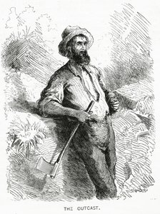 The Outcast, ilustração para um longa-metragem, A Community of Outcasts, de Appletons Journal, 23 de março de 1872 de American School