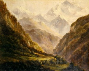 The Rockies, c.1870 (óleo sobre papel) de American School