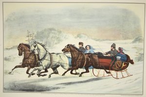 A corrida de trenó, pub. 1859, Currier & Ives de American School