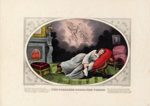 Os soldados em casa, a visão, pub. por Currier & Ives, 1862 de American School