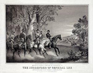 A Rendição do General Lee, pub. 1866 (litografia) de American School