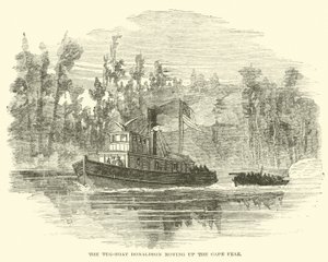 O rebocador Donaldson subindo o Cape Fear, em março de 1865 de American School
