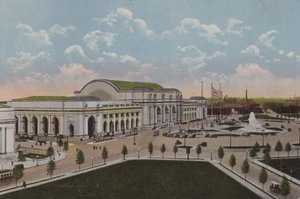 A Union Station, Washington DC (litografia a cores) de American School